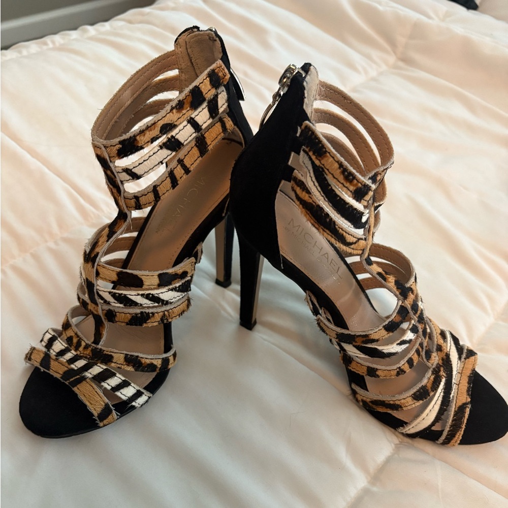 Michael Shannon Animal Print Strappy Heels